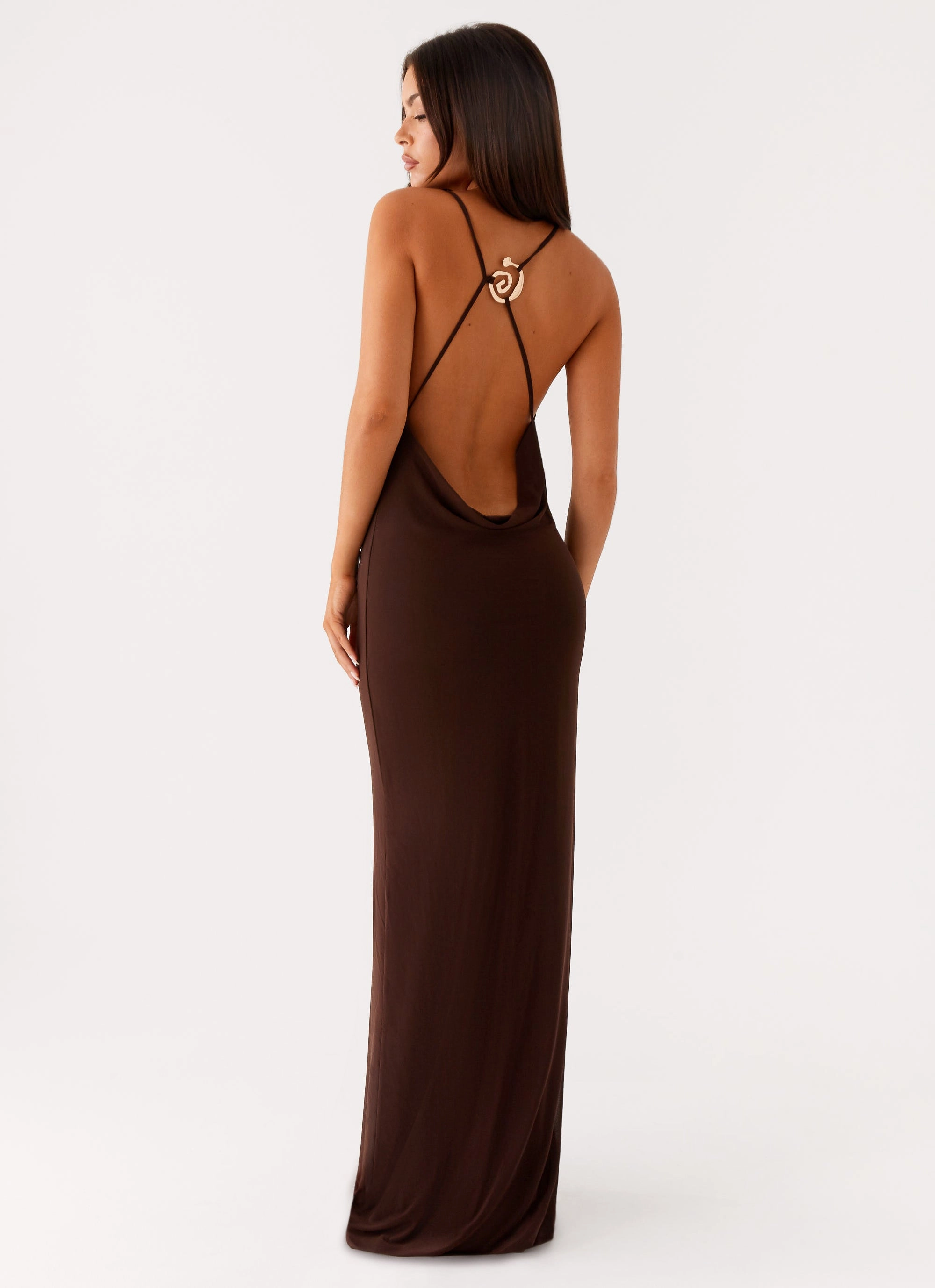 Game Player Maxi Dress - Chocolate Work Appropriate Casual-Look