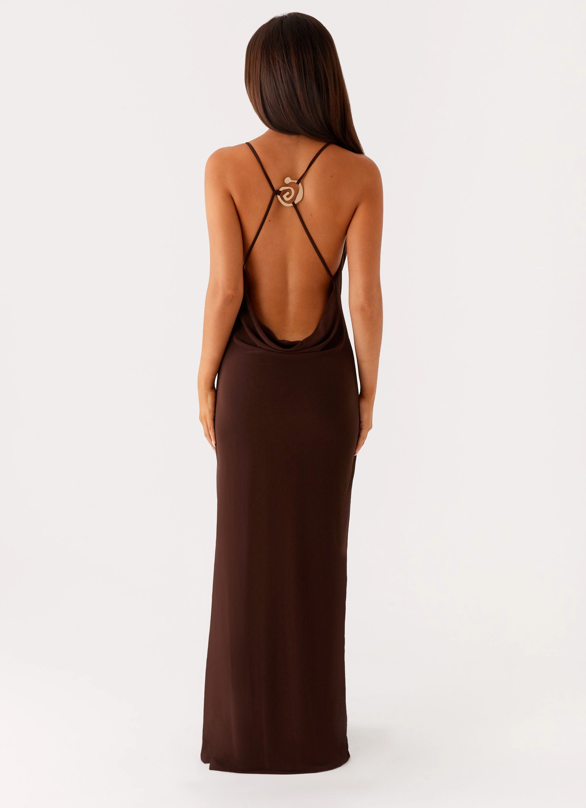 Smooth Curve Game Player Maxi Dress - Chocolate