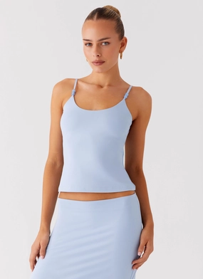 AdjustableClosure MoistureWicking Fabric Garrix Bead Cami Top - Baby Blue