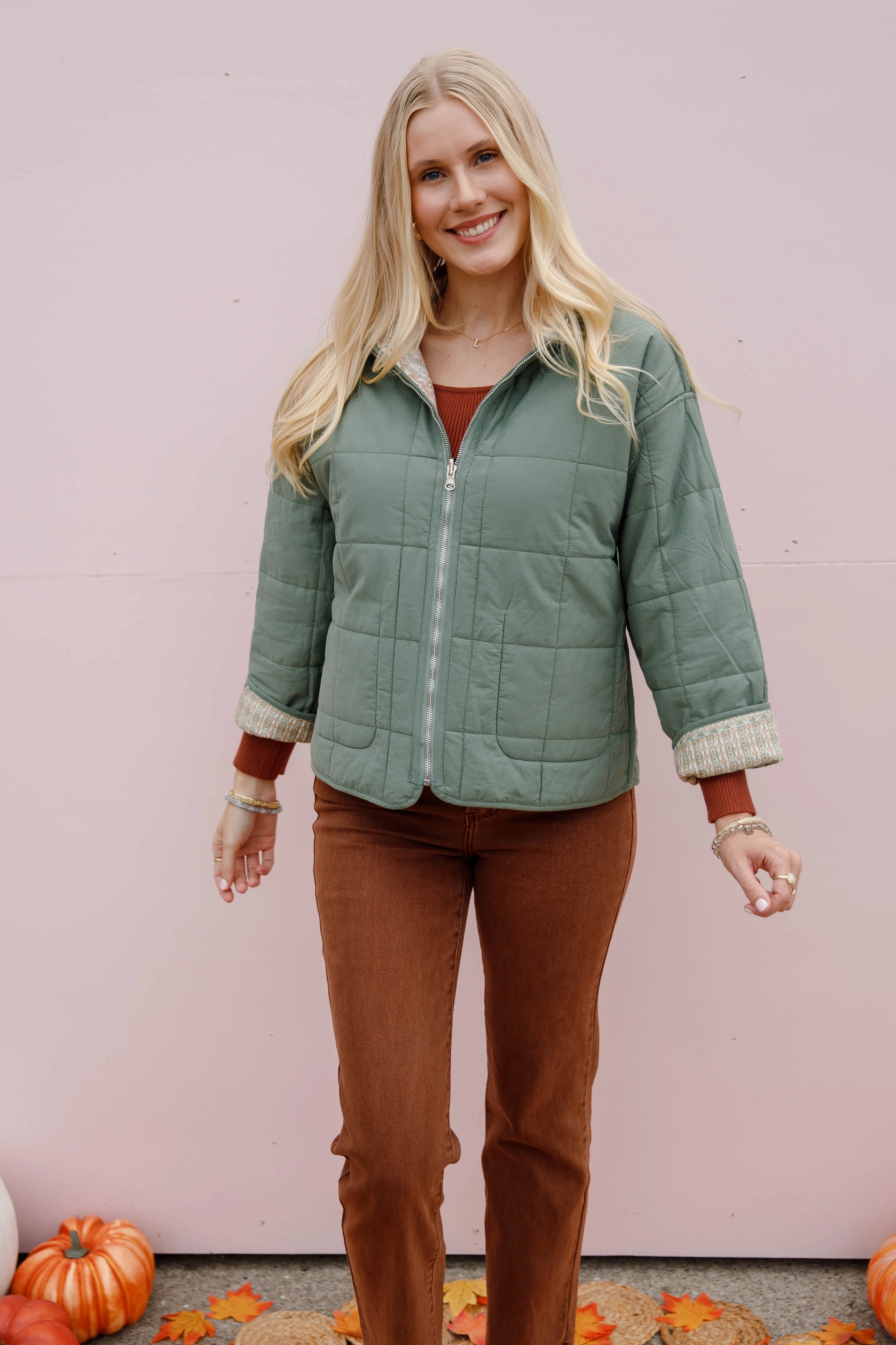 Flexible Ribbing Adjustable Hem Gathering Up Reversible Jacket