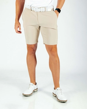 Travel Friendly Breathable Motion Men's Light Khaki Golf Shorts