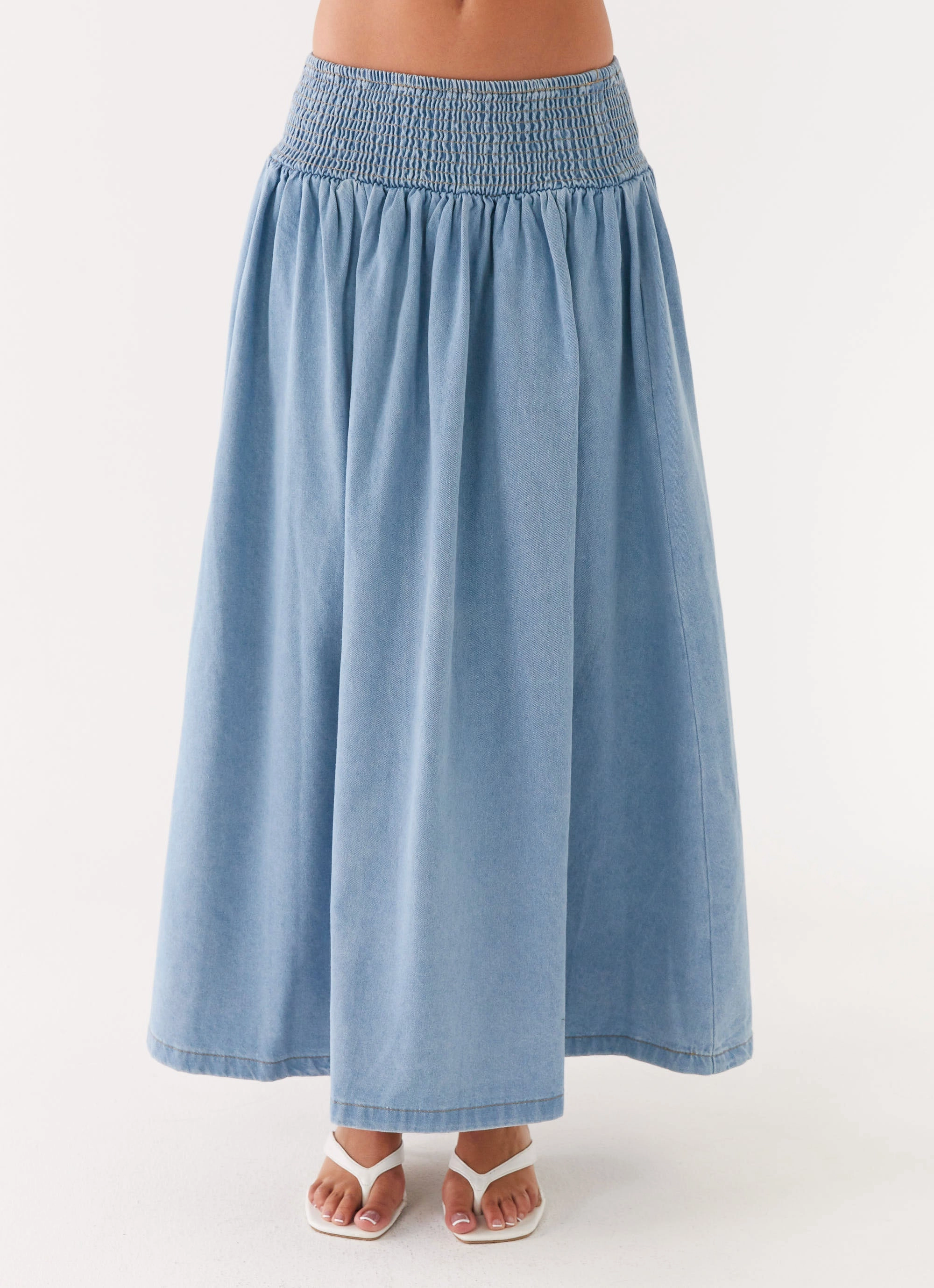 Heater Midi Skirt - Washed Blue Heat Friendly Reflective accents