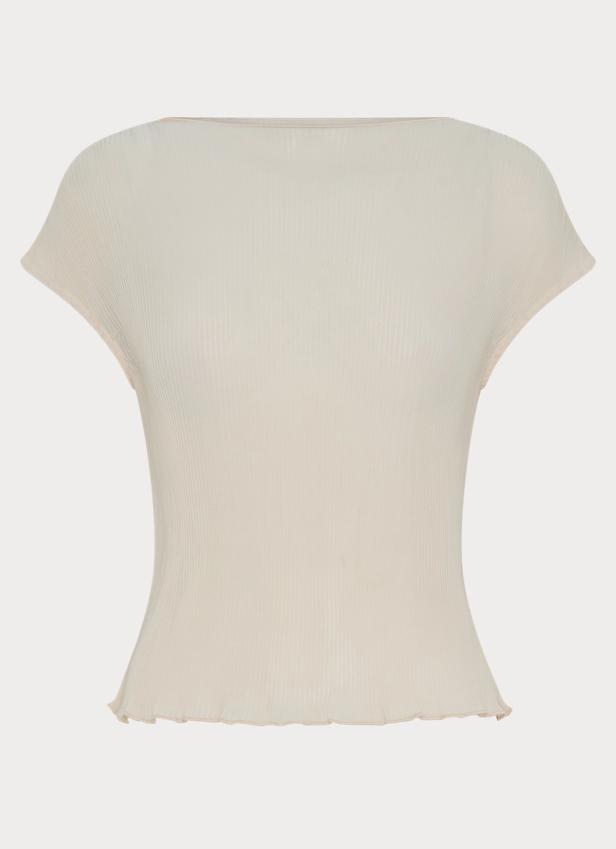 Relaxed Crew Neck Opening Elegant Look Gemma Cap Sleeve Top - Ivory