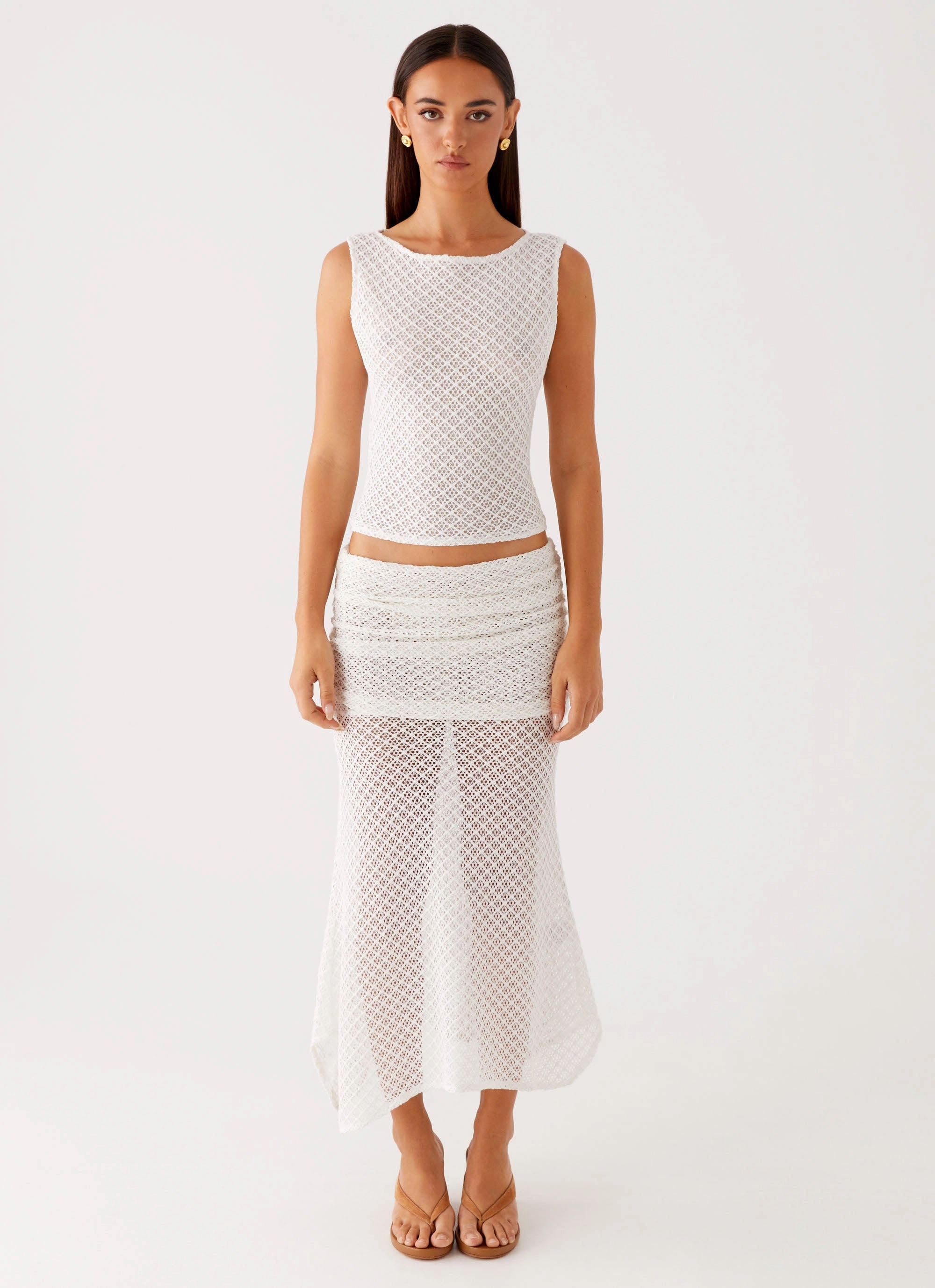 Sporty Fit Design Genesis Midi Skirt - White
