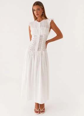 Genevieve Midi Dress - White Breathable-Lining