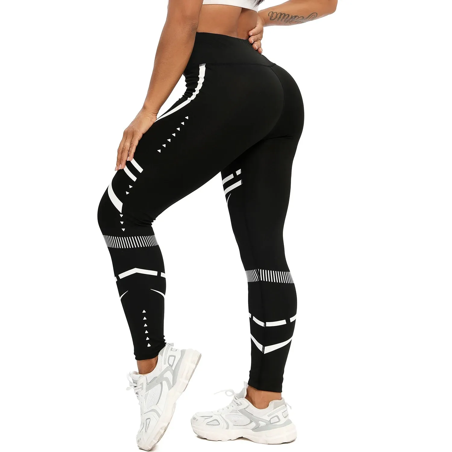 Geo Pattern Leggings Women High Waist Seamless Workout Tights
