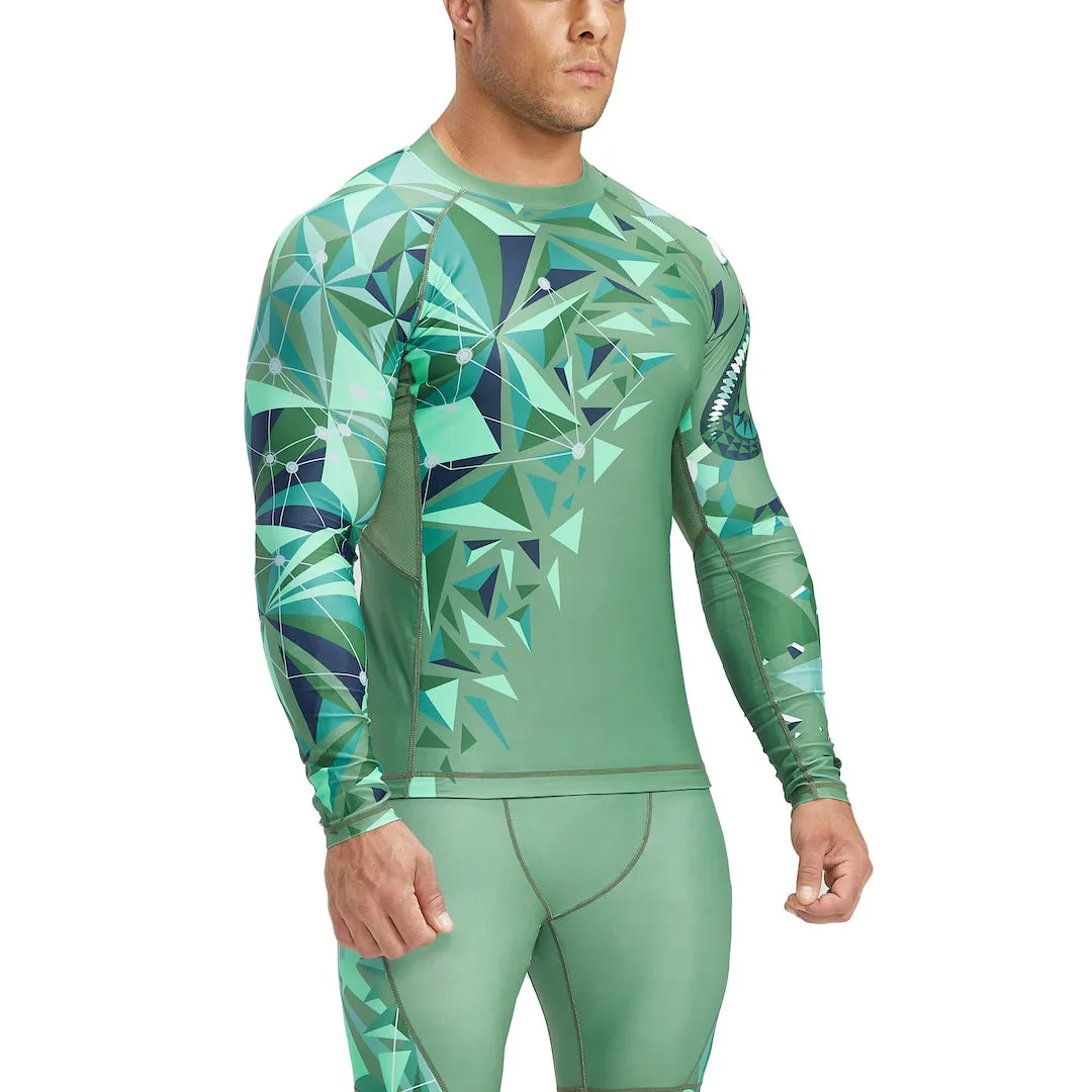 Geometric Beast UPF50  Long Sleeve Rashguard for Men - Cobra Style