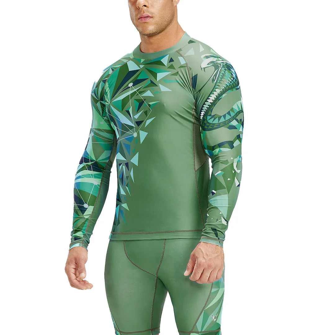 Geometric Beast UPF50  Long Sleeve Rashguard for Men - Cobra Style