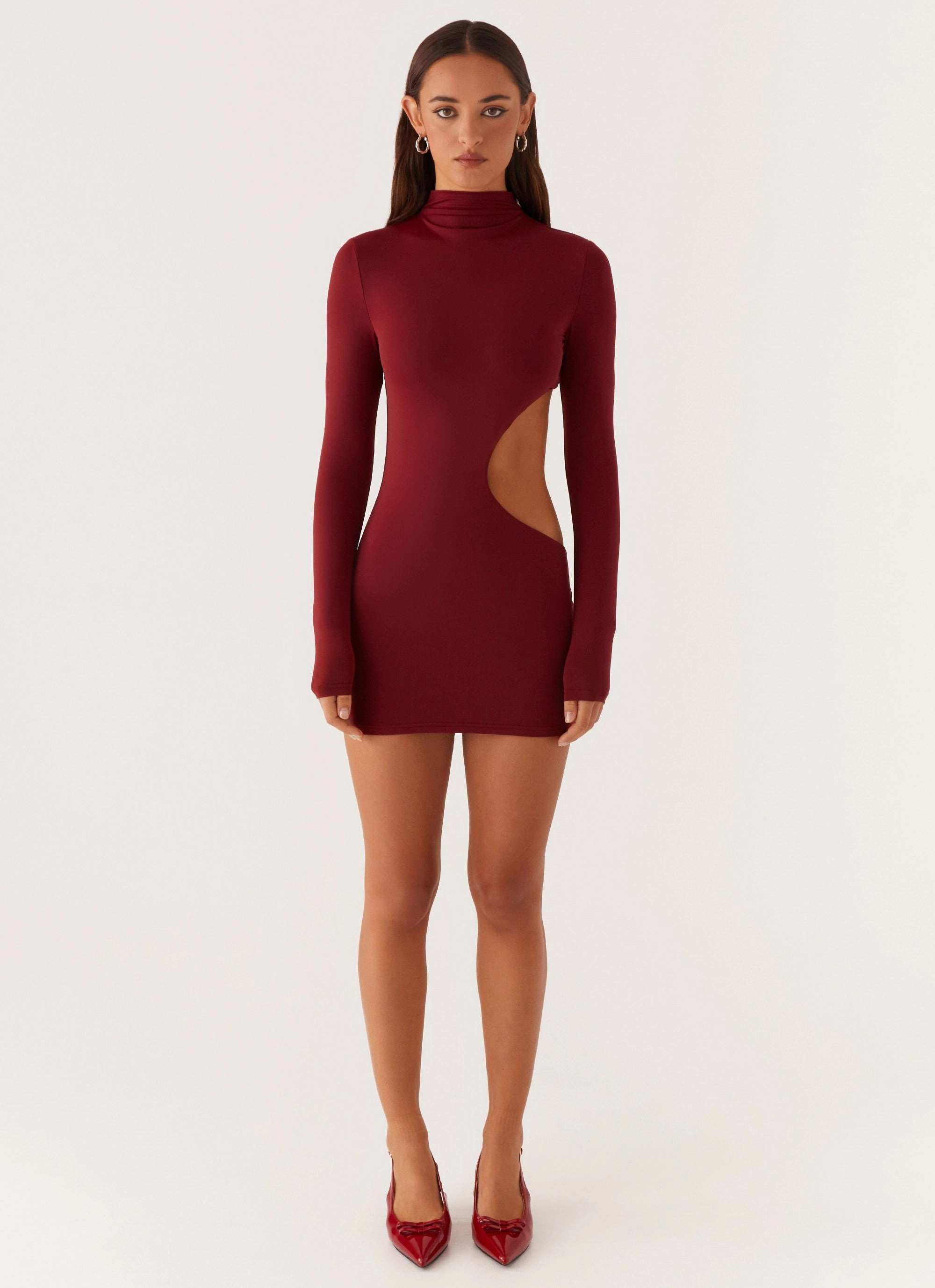 spring outfit Rora Cut Out Mini Dress - Mulberry