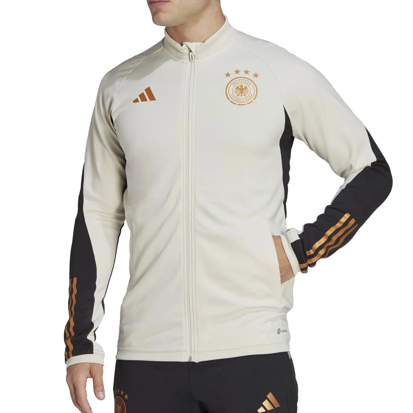 Germany training bench Soccer tracksuit 2022/23 white/black - Adidas