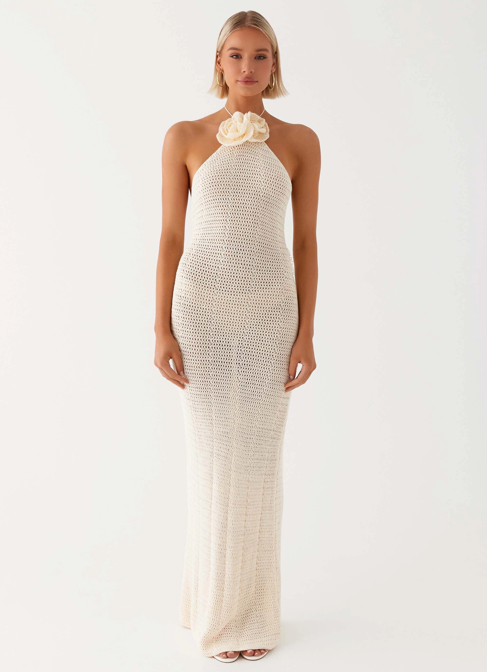 Gia Rose Halter Neck Maxi Dress - Ivory Casual Pick