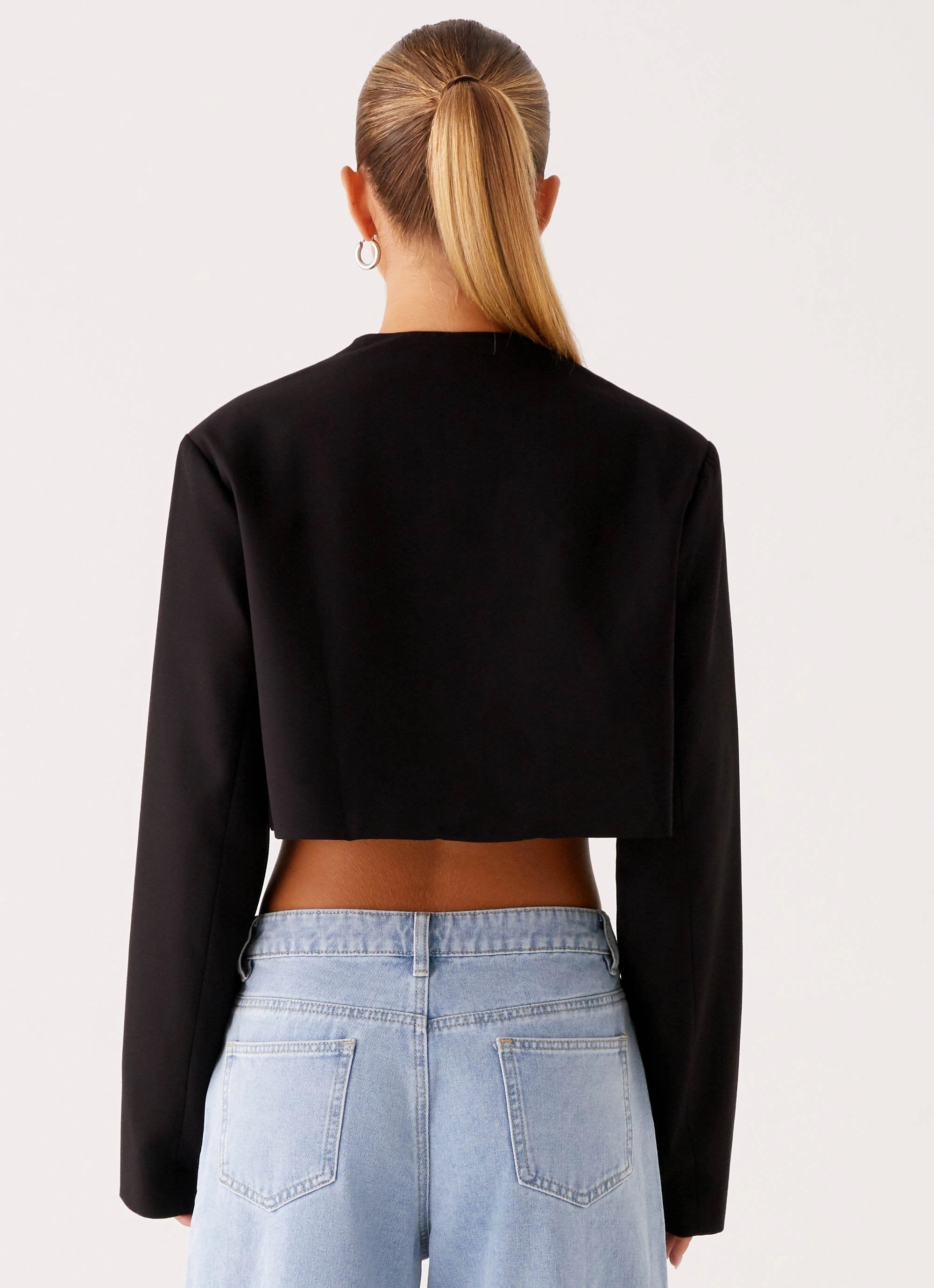Giana Cropped Blazer - Black Stretch Fit Reinforced Seams