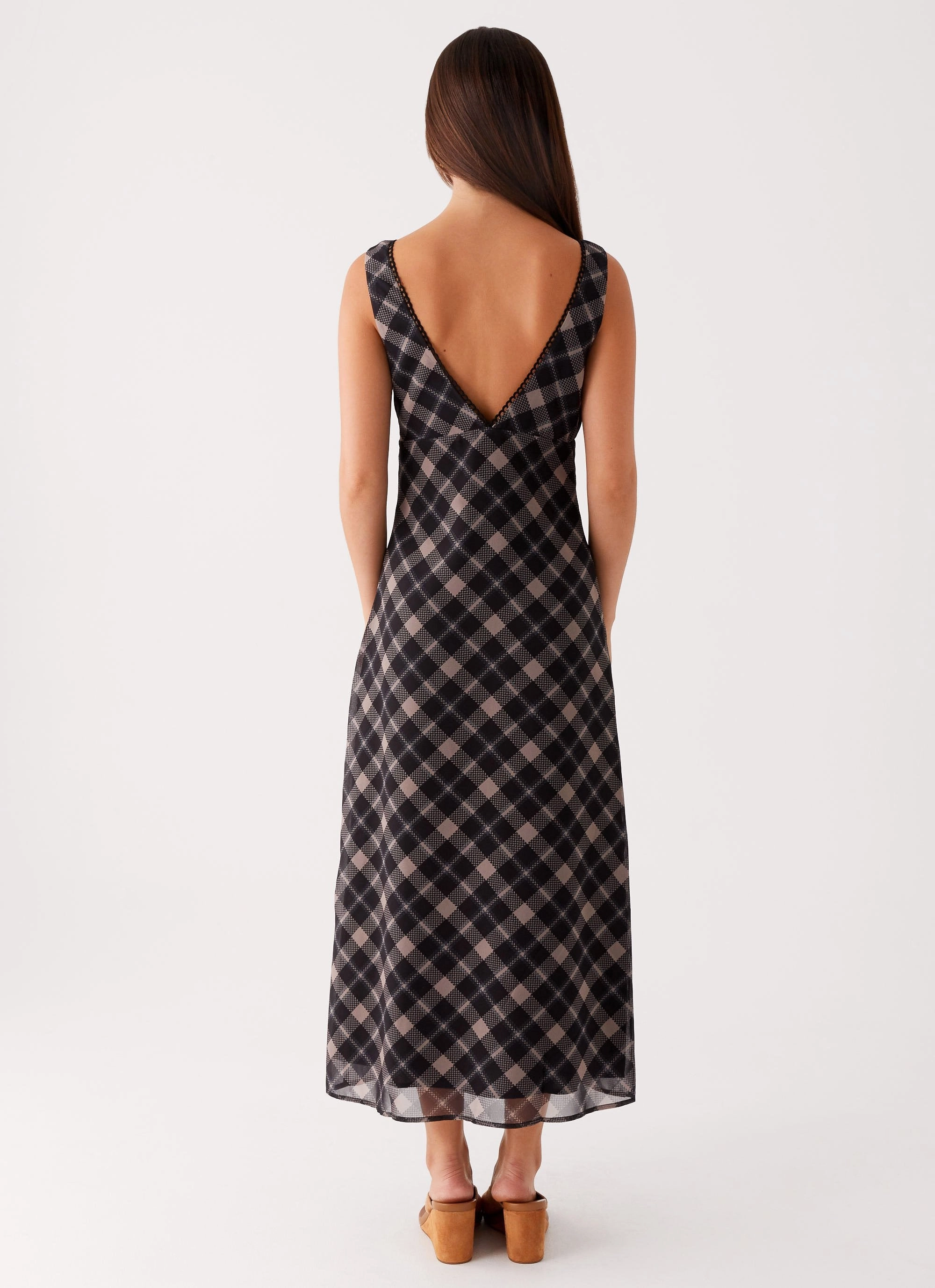 Sharp Profile Premium Look Gianna Midi Dress - Taupe Check