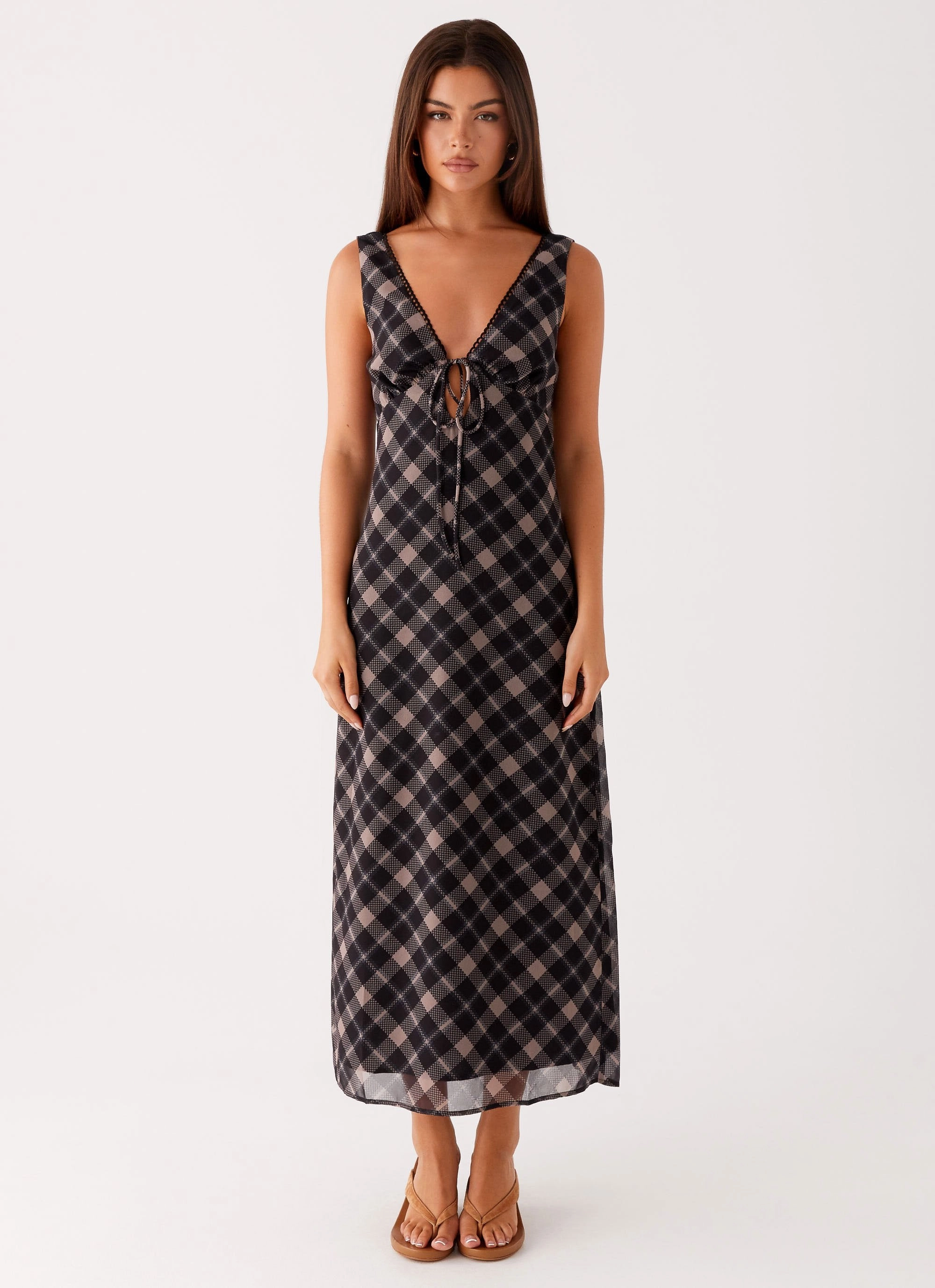 Gianna Midi Dress - Taupe Check Basic Mood All Fit Style