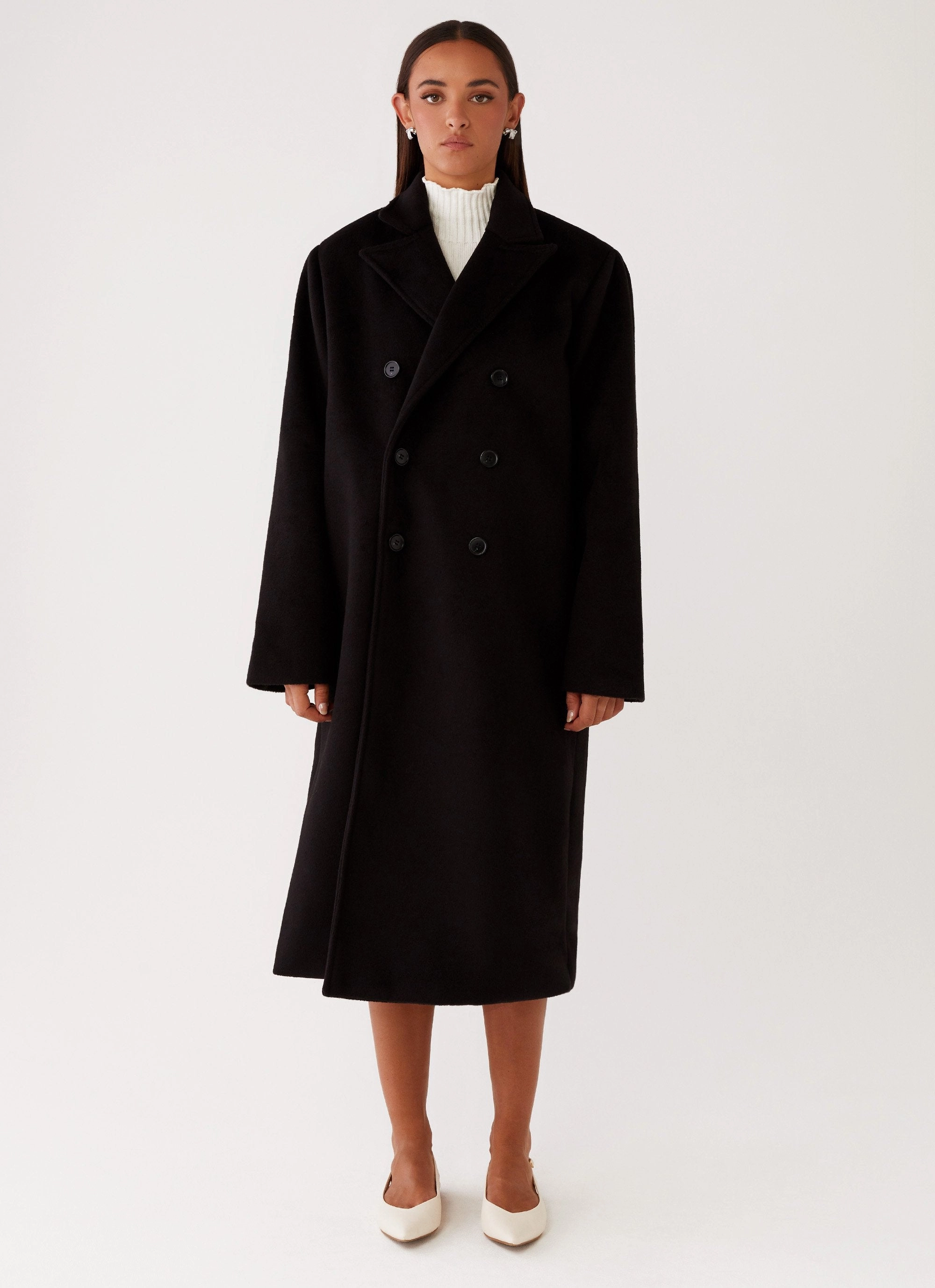 Hidden Storage Compartments Gianni Double Breast Coat - Black