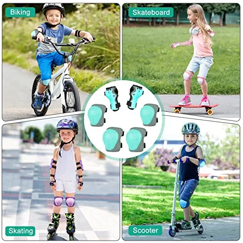 GIEMIT Kids Knee Pads Elbow Pads Ages 3-7 Toddler Boys Girls Kids, 6 in 1 Protective Gear Safety Set with Wrist Guard for Skating Cycling Scooter Bike Ski Skateboard Riding Sports