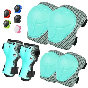 GIEMIT Kids Knee Pads Elbow Pads Ages 3-7 Toddler Boys Girls Kids, 6 in 1 Protective Gear Safety Set with Wrist Guard for Skating Cycling Scooter Bike Ski Skateboard Riding Sports