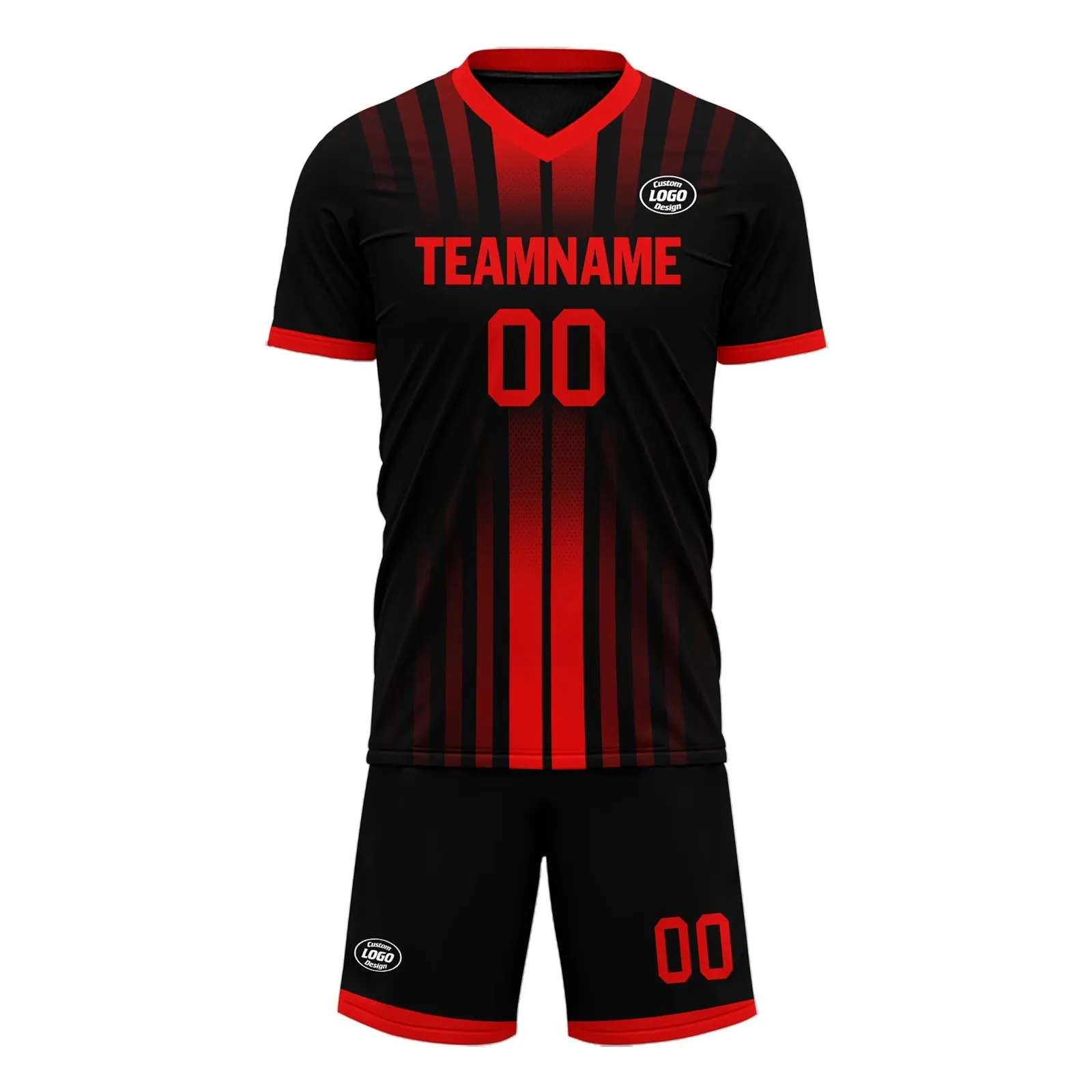 Gift Ideas,Custom Black Red Soccer Sets Jersey Personalized SCJ101-D020131-2
