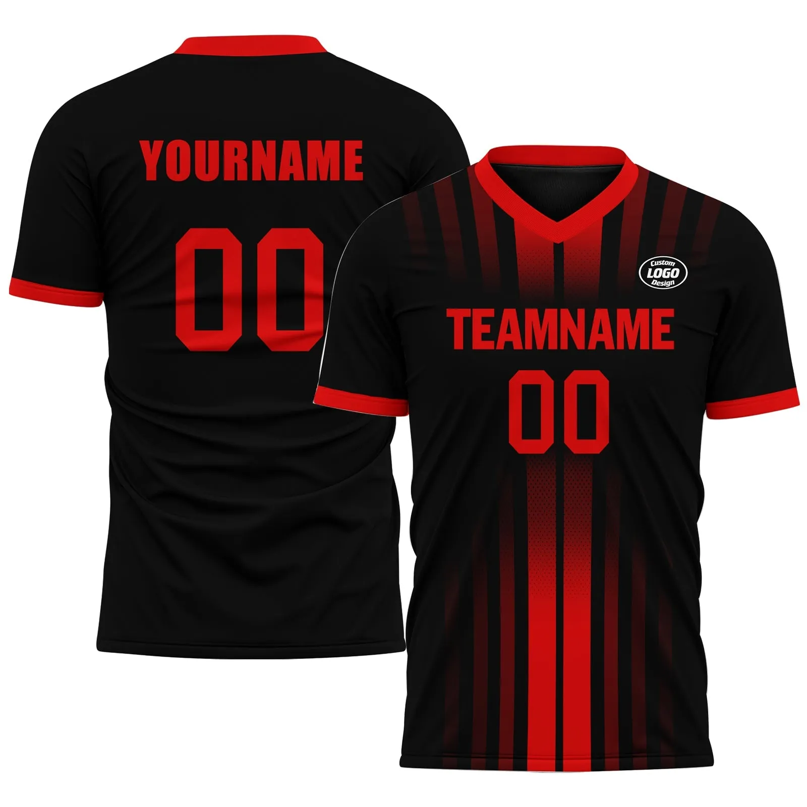 Gift Ideas,Custom Black Red Soccer Sets Jersey Personalized SCJ101-D020131-2