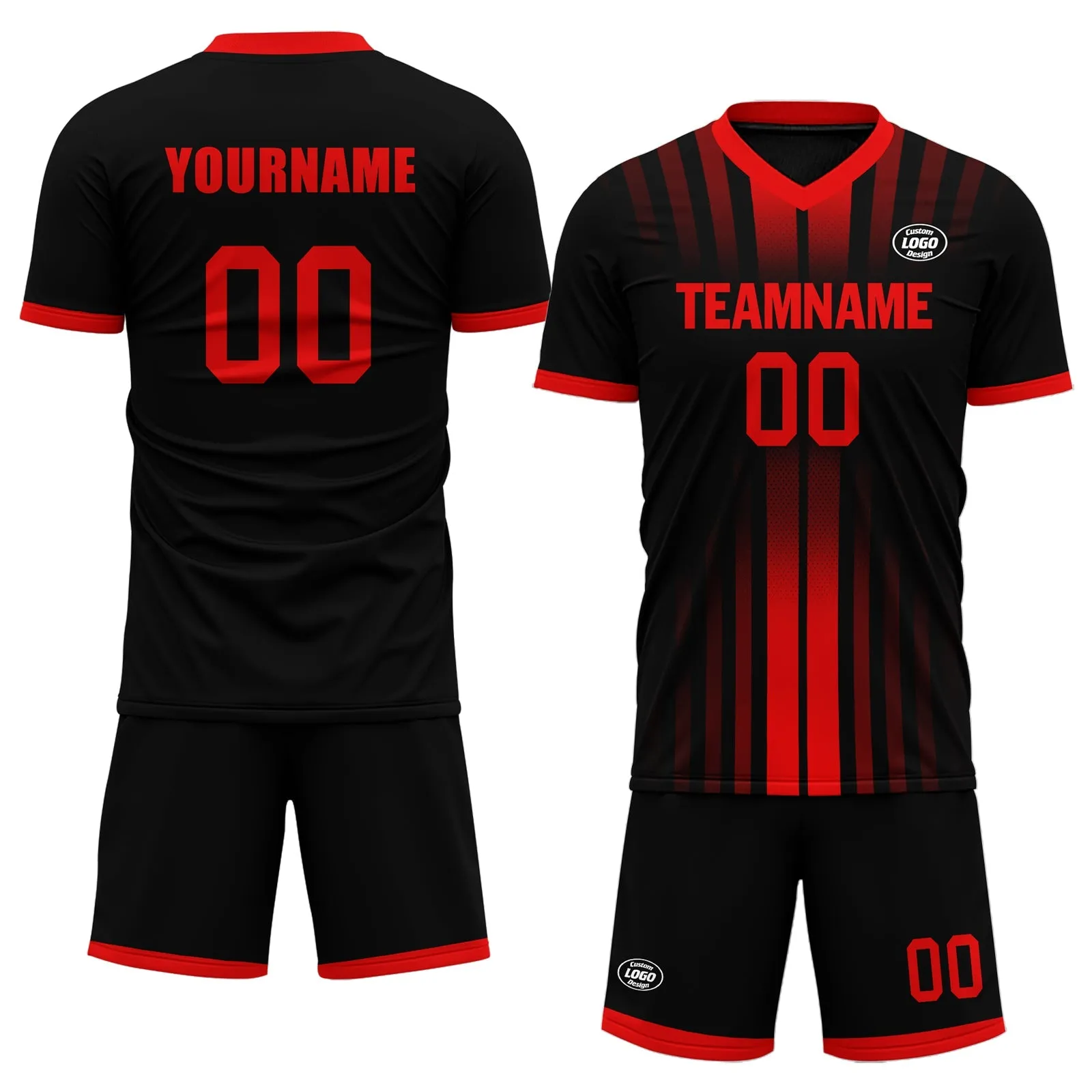 Gift Ideas,Custom Black Red Soccer Sets Jersey Personalized SCJ101-D020131-2