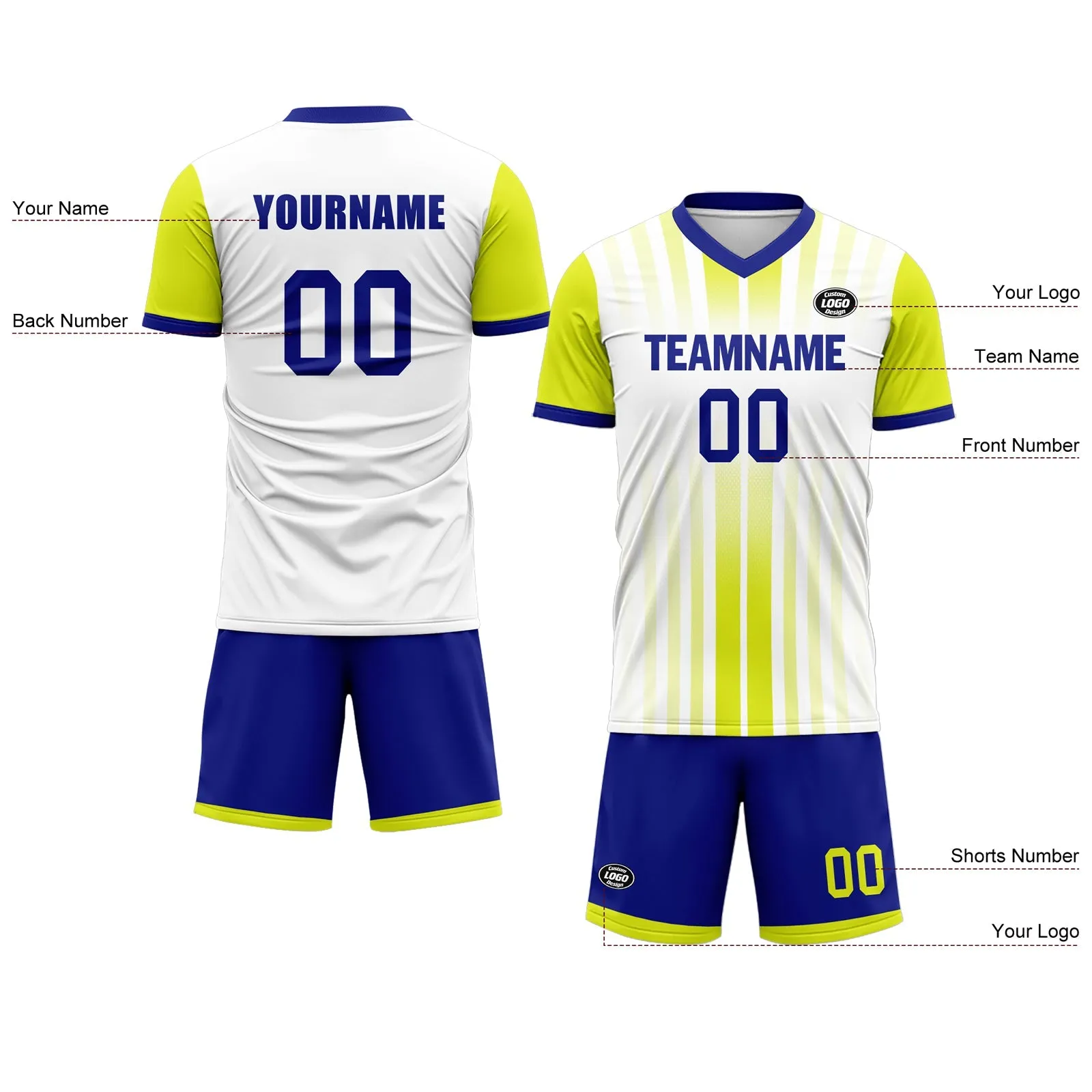 Gift Ideas,Custom White Yellow Soccer Sets Jersey Personalized SCJ101-D020131-8