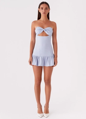 Gigi Frill Mini Dress - Blue Elegant Detail