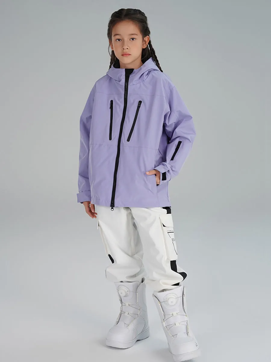 Girl's Insulated Cargo Snowboard Jacket Windproof Outdoor Snow Jacket