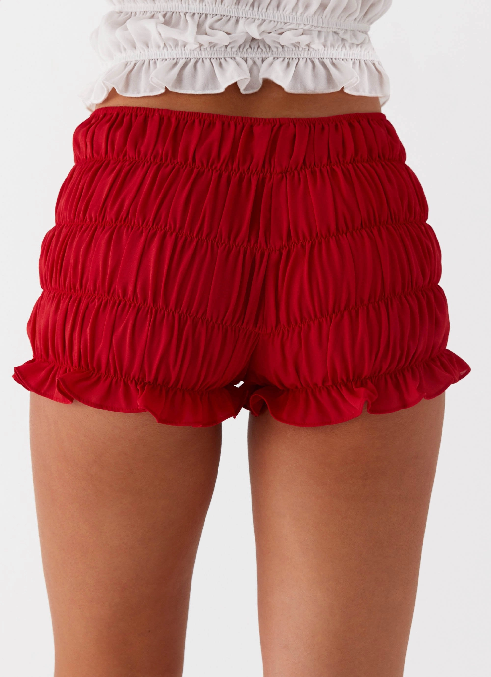 Girls Like Us Ruched Mini Shorts - Red All Day Wear Comfort