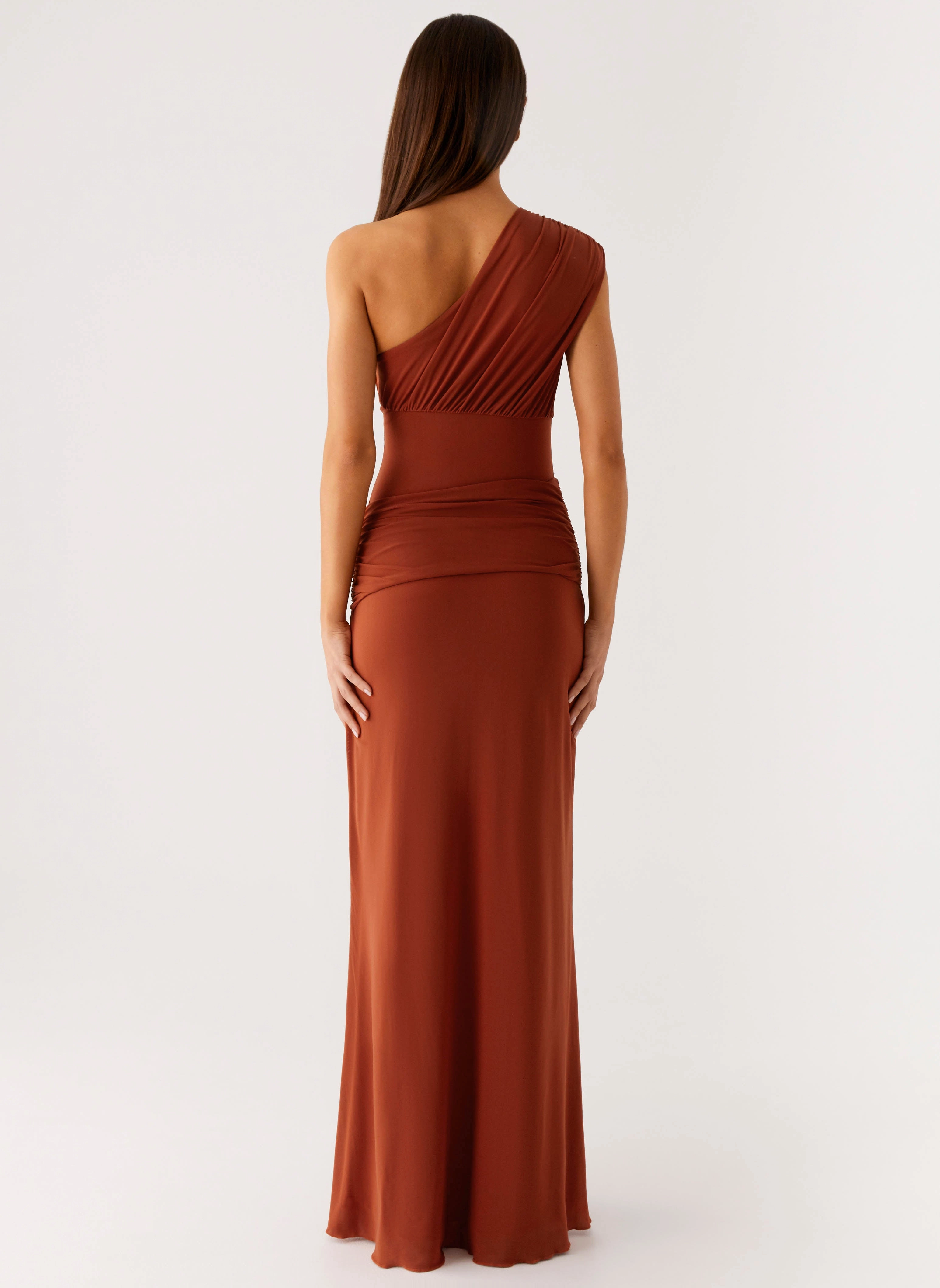 Sleek long-sleeve dress Relaxed fit wear Glimmer Maxi Dress - Rust