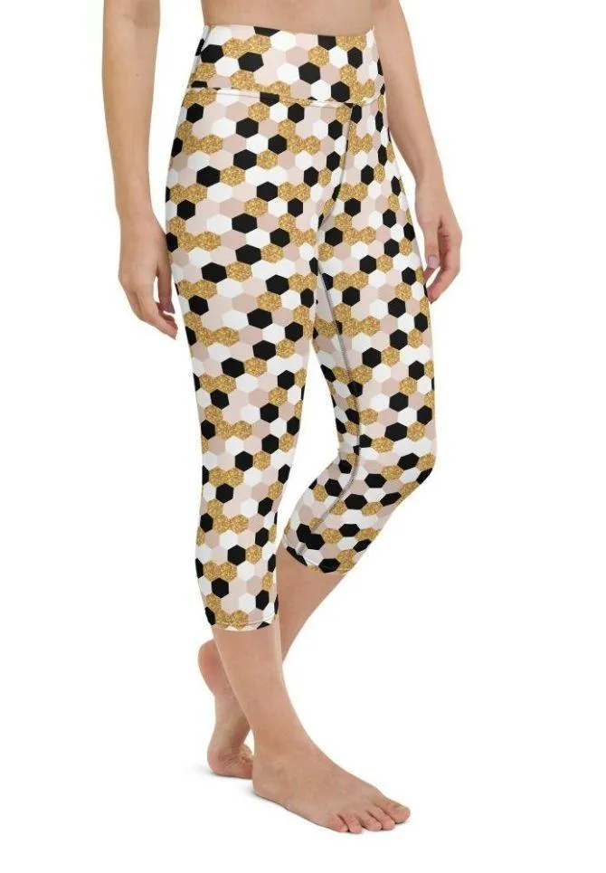 Glittery Print Yoga Capris