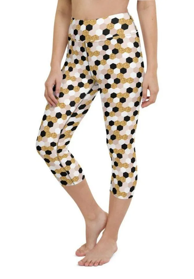 Glittery Print Yoga Capris