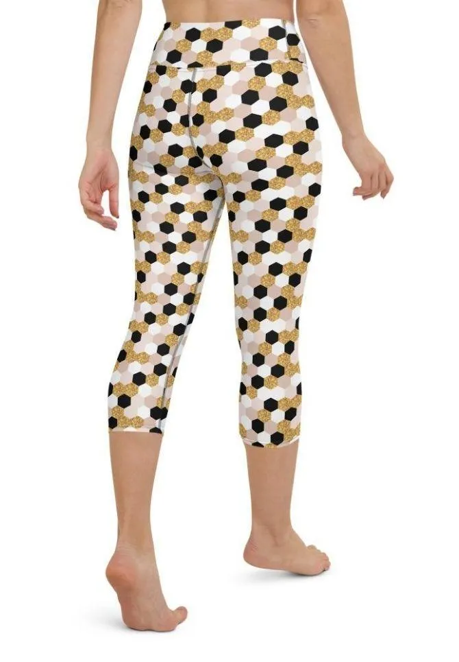 Glittery Print Yoga Capris