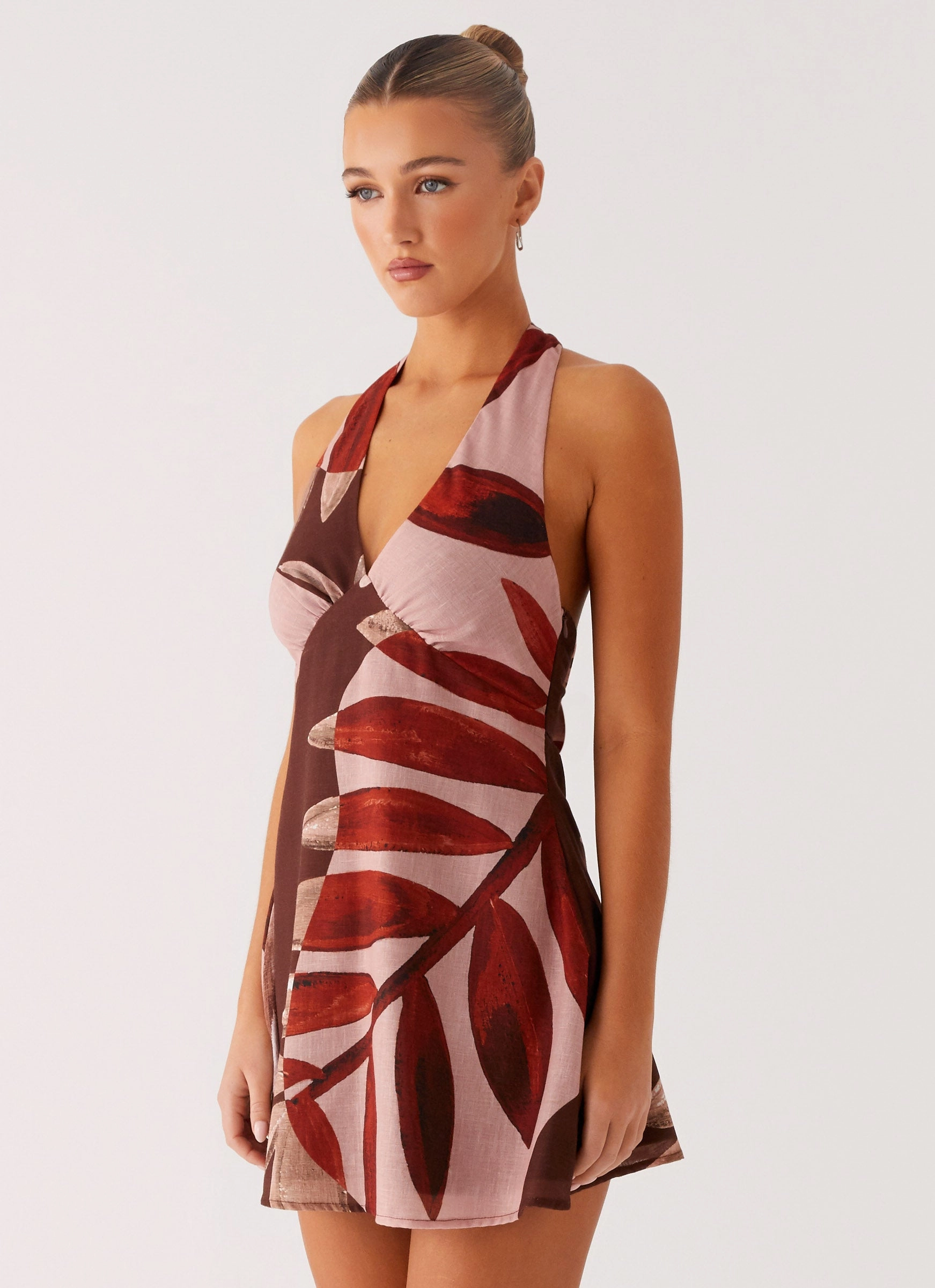 Heavy Hearted Linen Mini Dress - Cinnamon Palm Easy Wrap