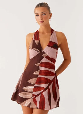 Heavy Hearted Linen Mini Dress - Cinnamon Palm Chic Ensemble