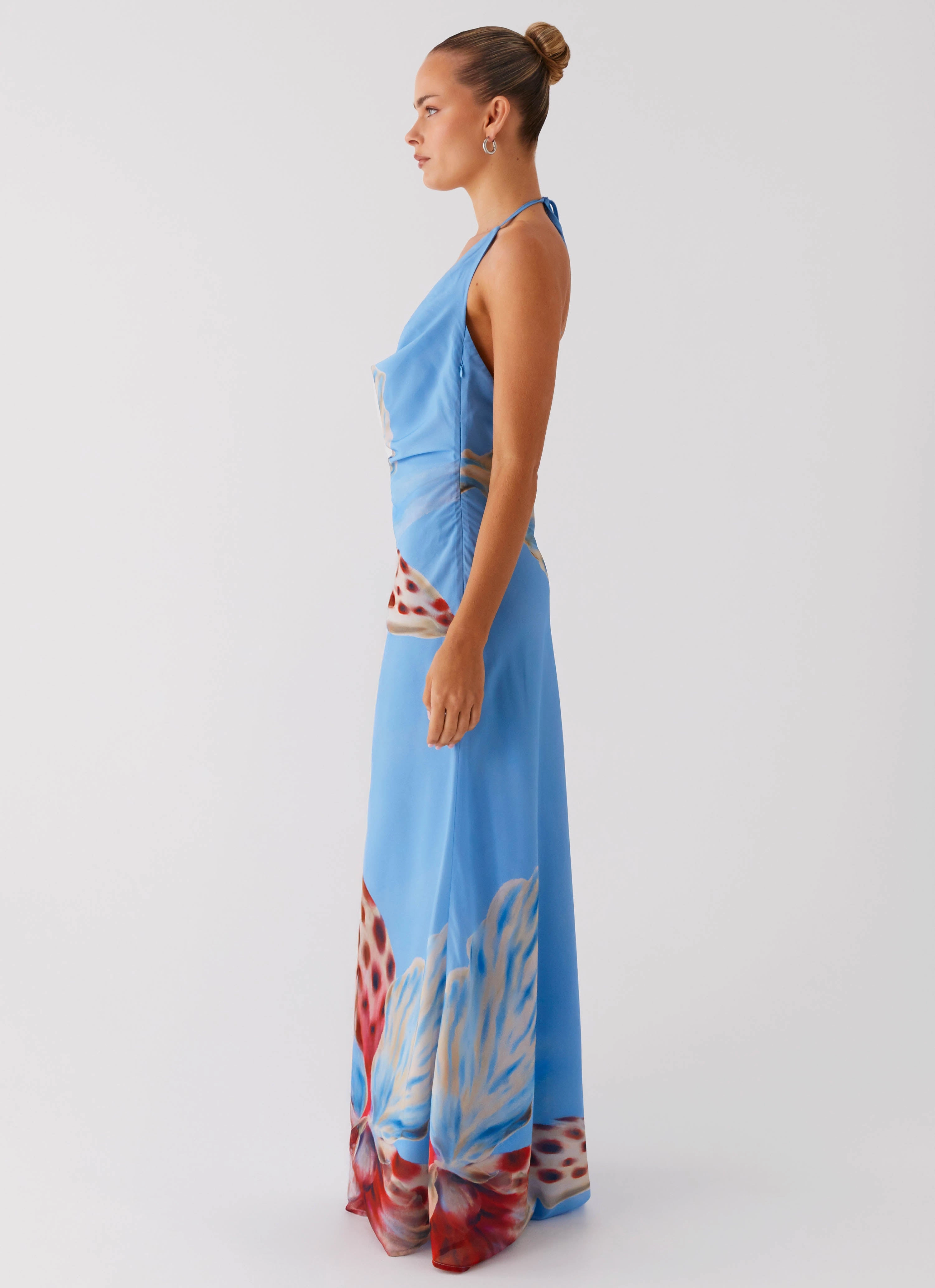Stars Align Cowl Maxi Dress - Deep Sea Bloom Urban Light Floral Swing