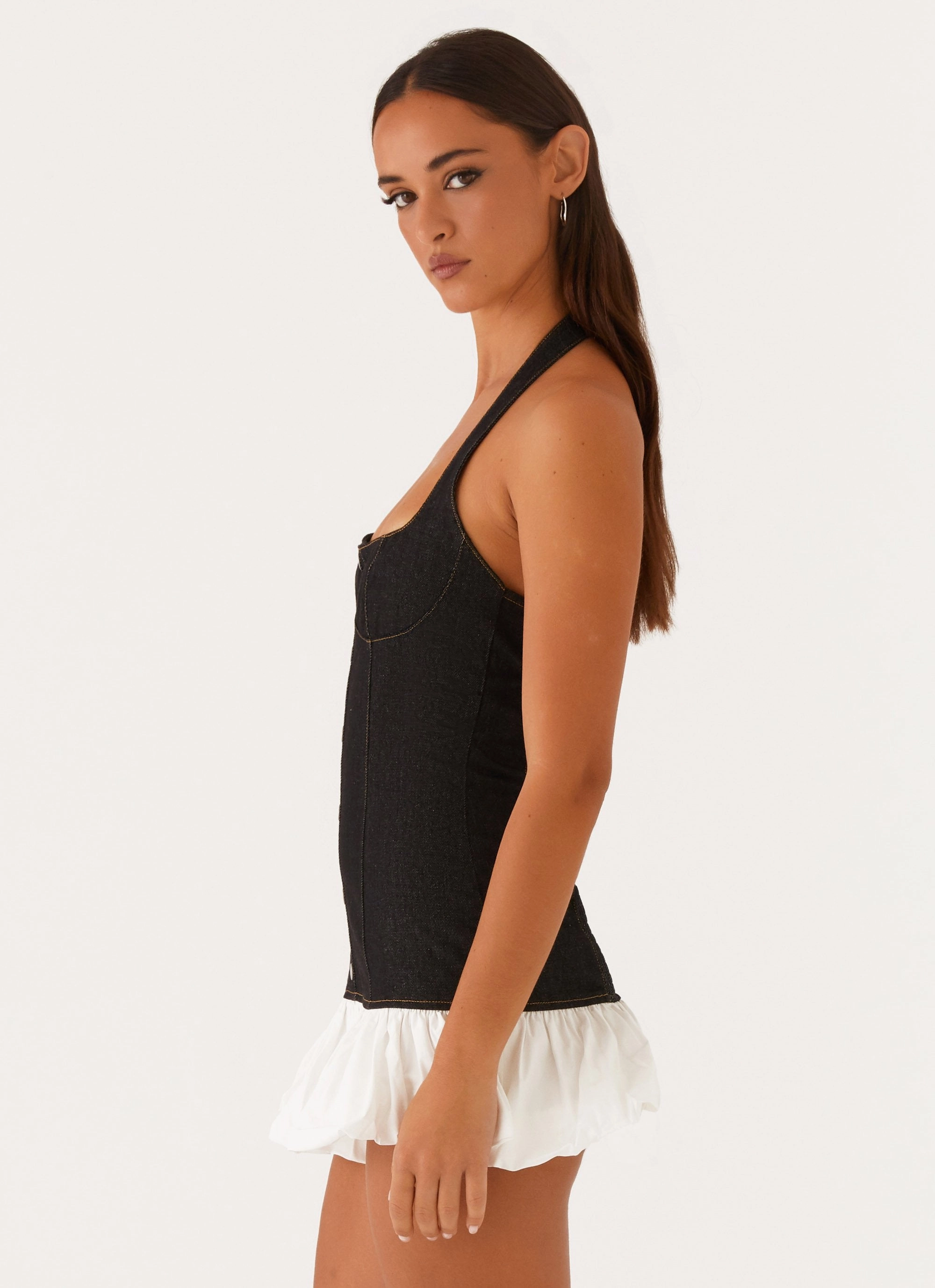Georgina Denim Mini Dress - Black Relax Motion Fall Layer