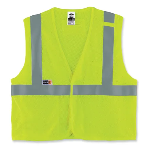 Glowear 8263frhl Class 2 Fr Safety Economy Hook And Loop Vest, Modacrylic Mesh/cotton, L/xl Lime, Ships In 1-3 Business Days