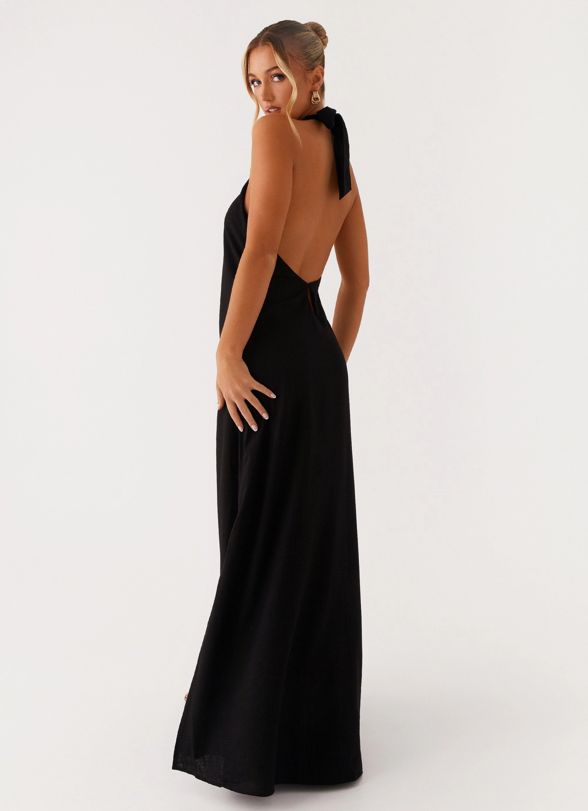 Versatile Style Golden Child Linen Maxi Dress - Black