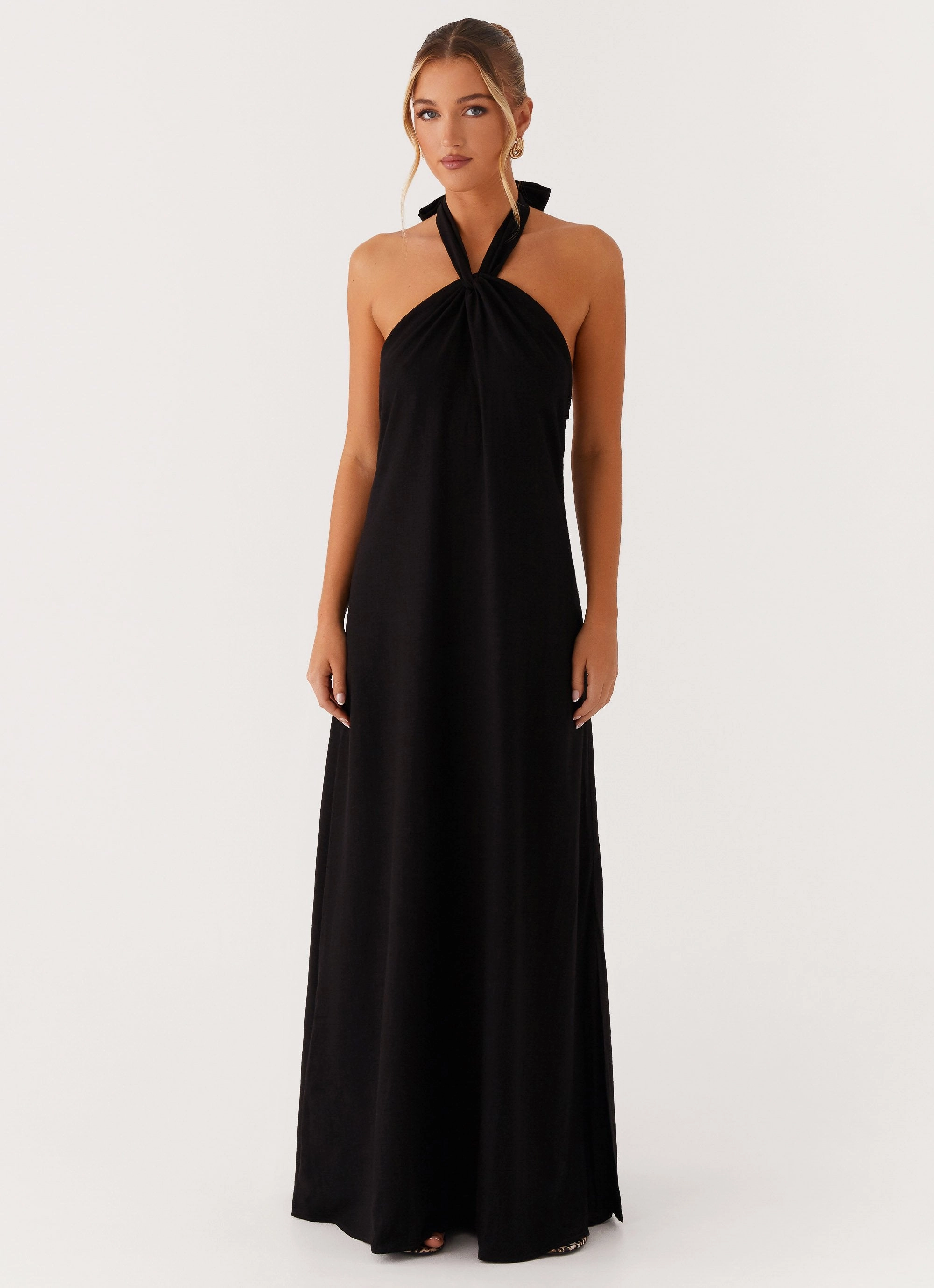 Golden Child Linen Maxi Dress - Black Versatile Wearable