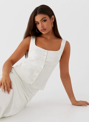 Golden Skies Bustier Panel Top - Ivory Breathable Construction