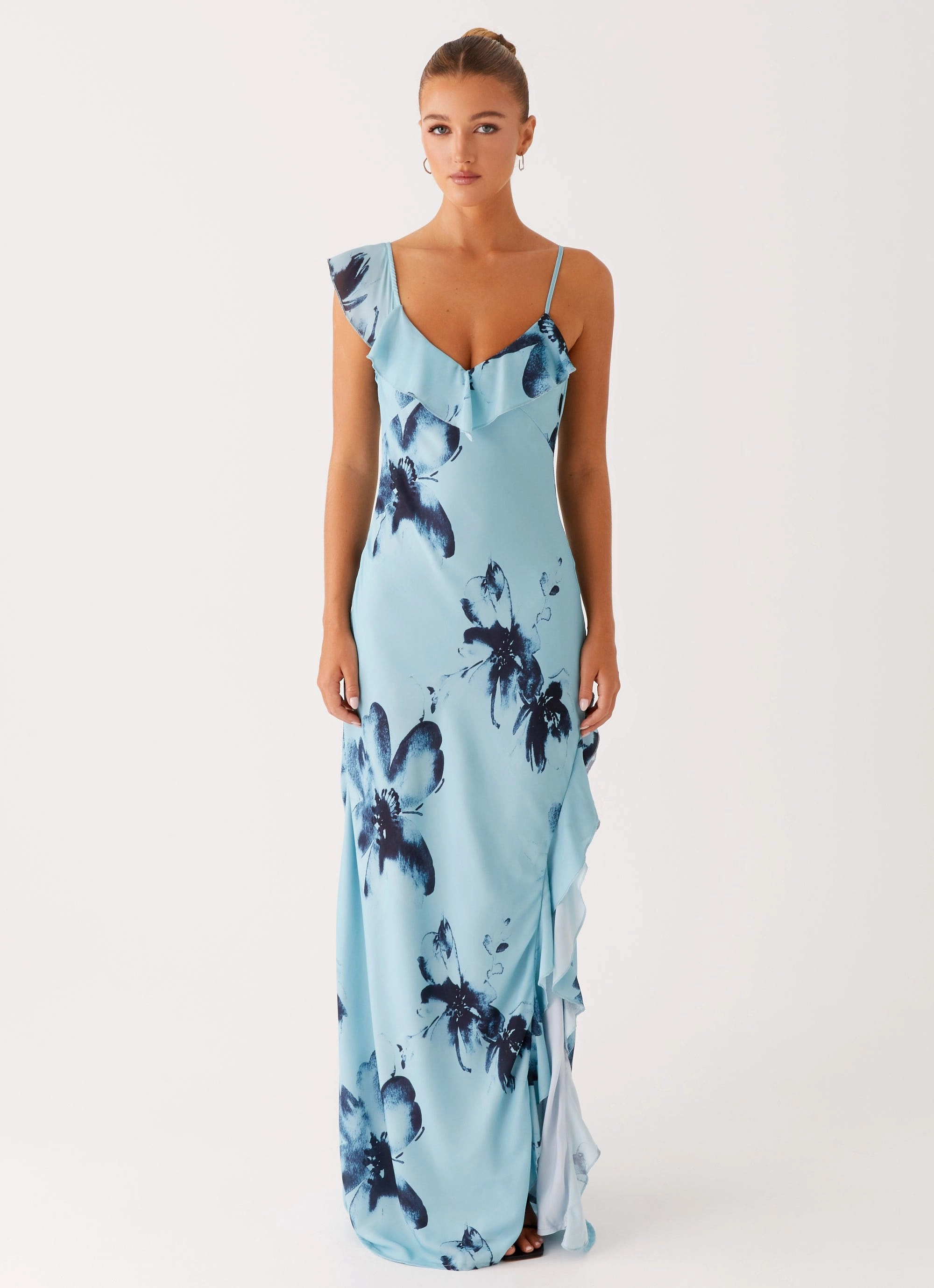 Pure Color Goldsmith Maxi Dress - Blue Black Floral