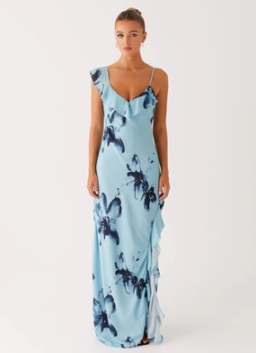 Pure Color Goldsmith Maxi Dress - Blue Black Floral