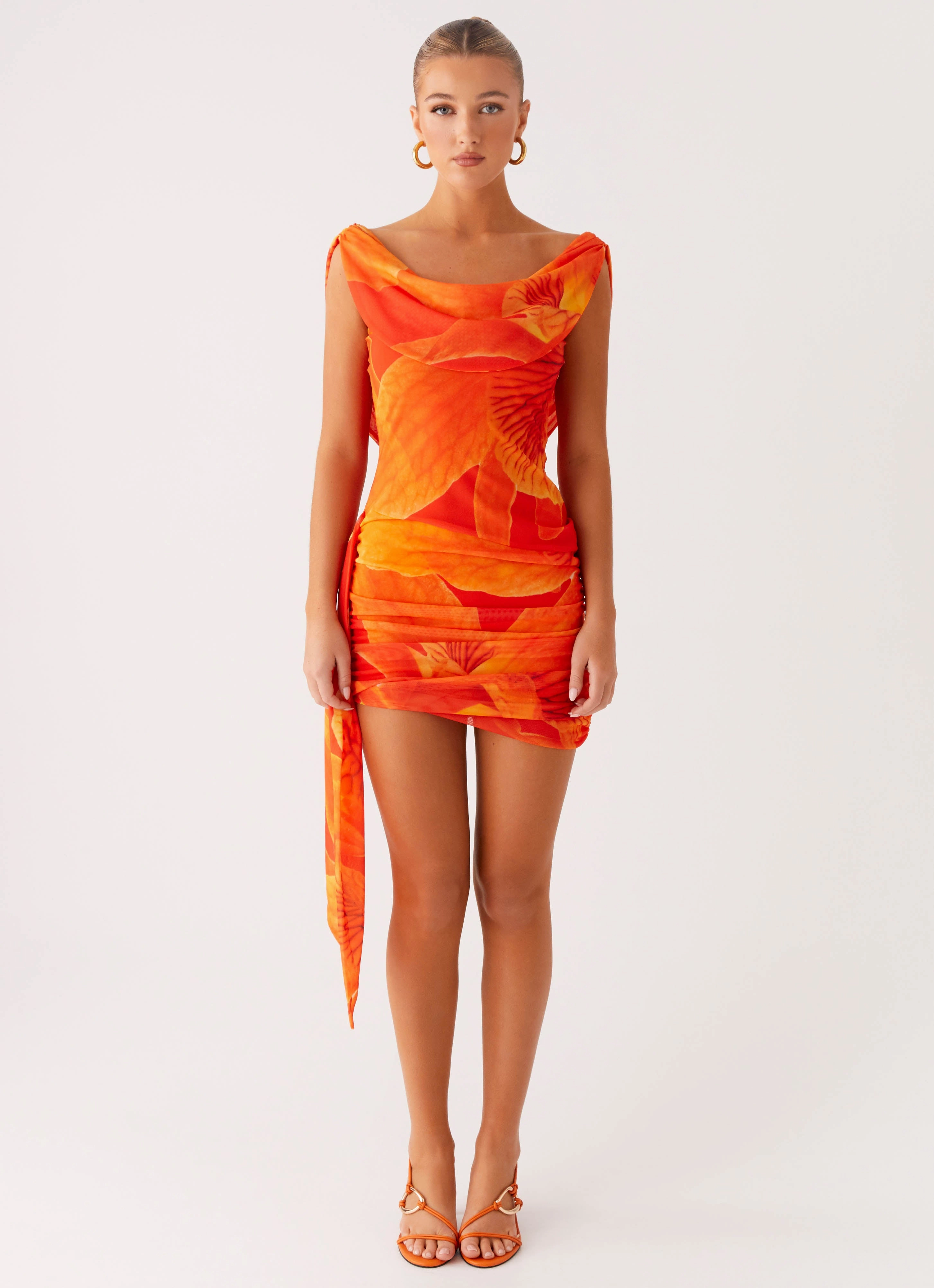 Good Fortune Mini Dress - Serene Orange Vintage feel