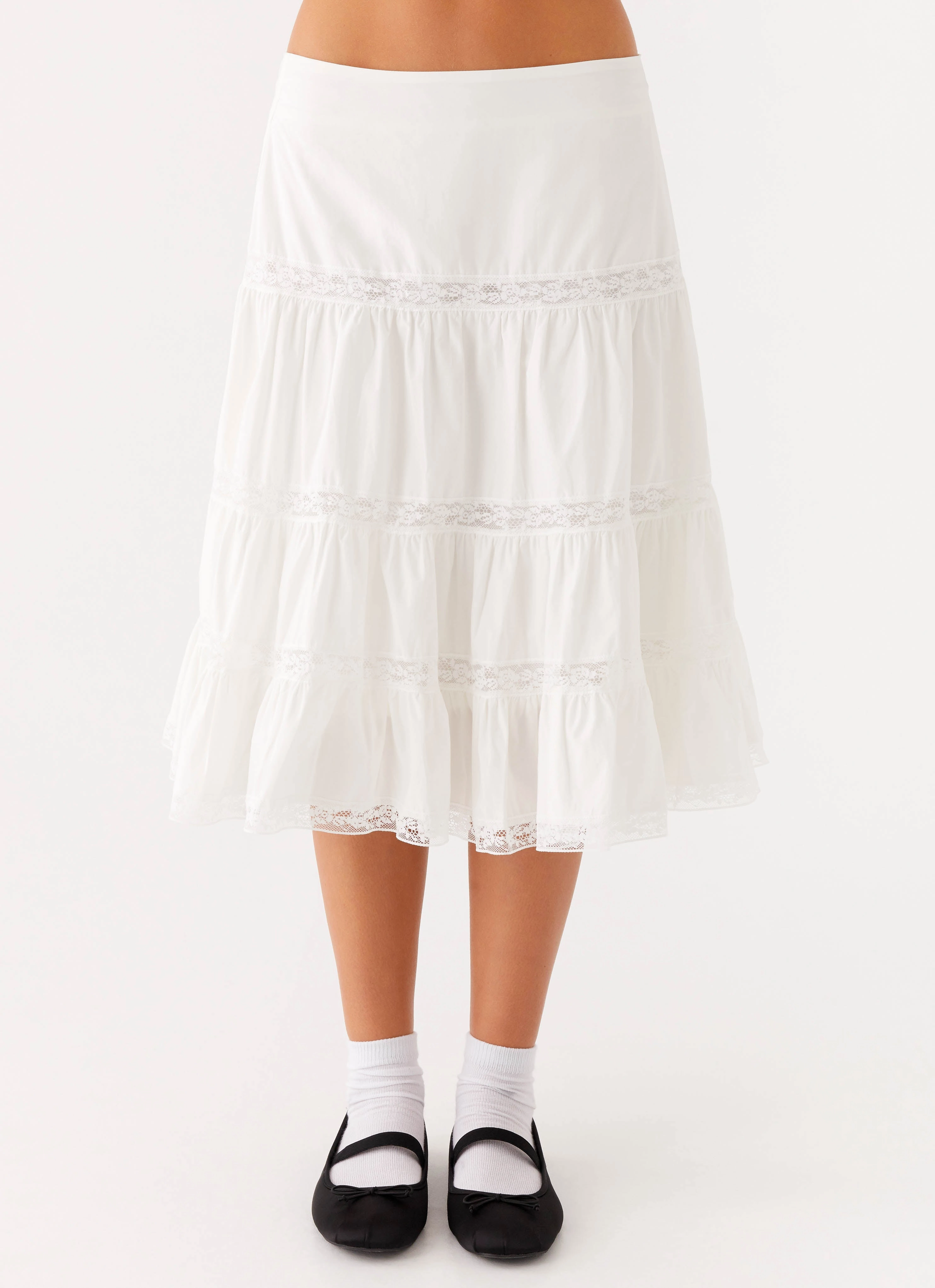 Modern Comfort SoftTouchFinish Good Vibes Midi Skirt - White