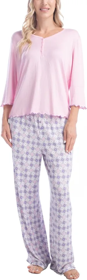 Goodnight Kiss Twilight Tales Soft Knit 3/4 Sleeve and Pants Pajama Set, Multiple Sizes, Multiple Colors