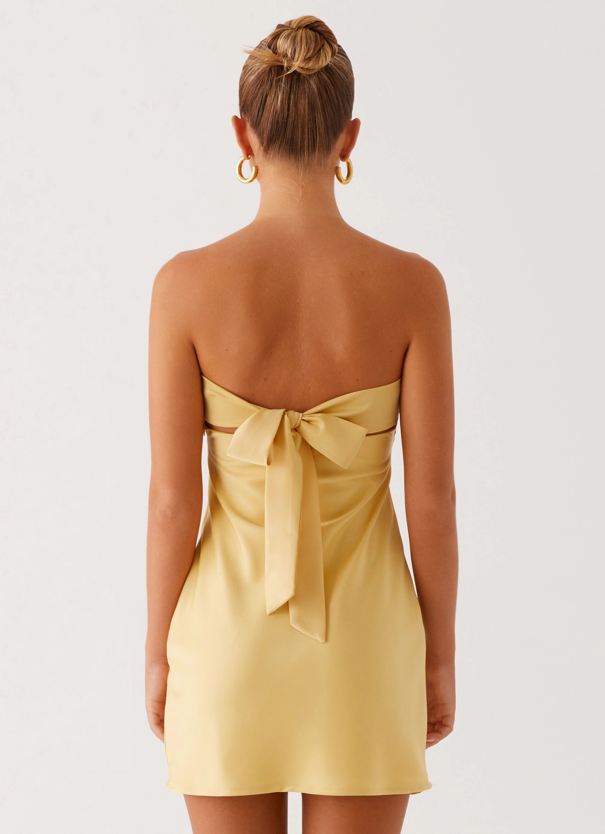Yulina Mini Dress - Yellow Texture Flow Skirt Flare