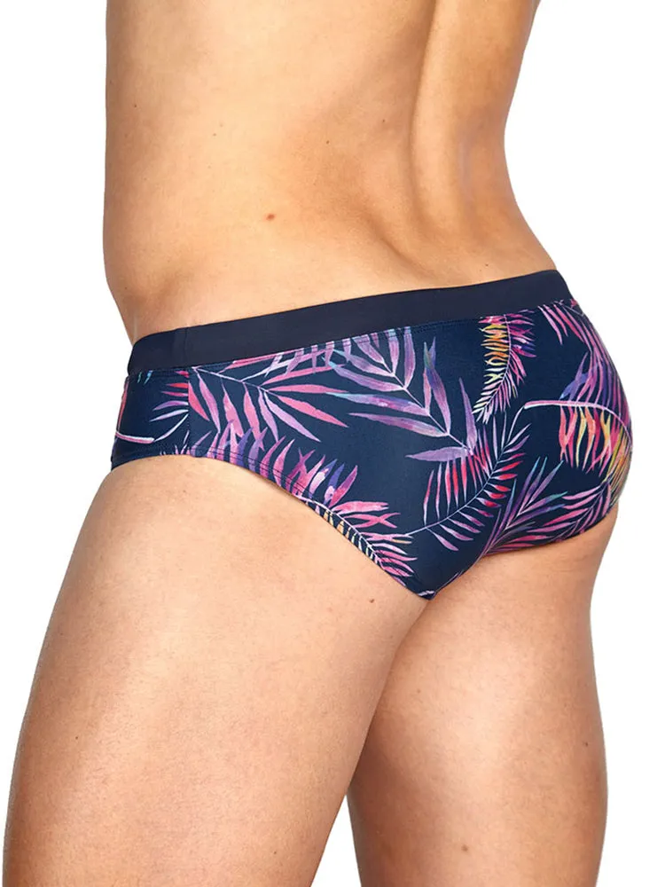 Gradient Leaf Print Men's Swimsuit Briefs