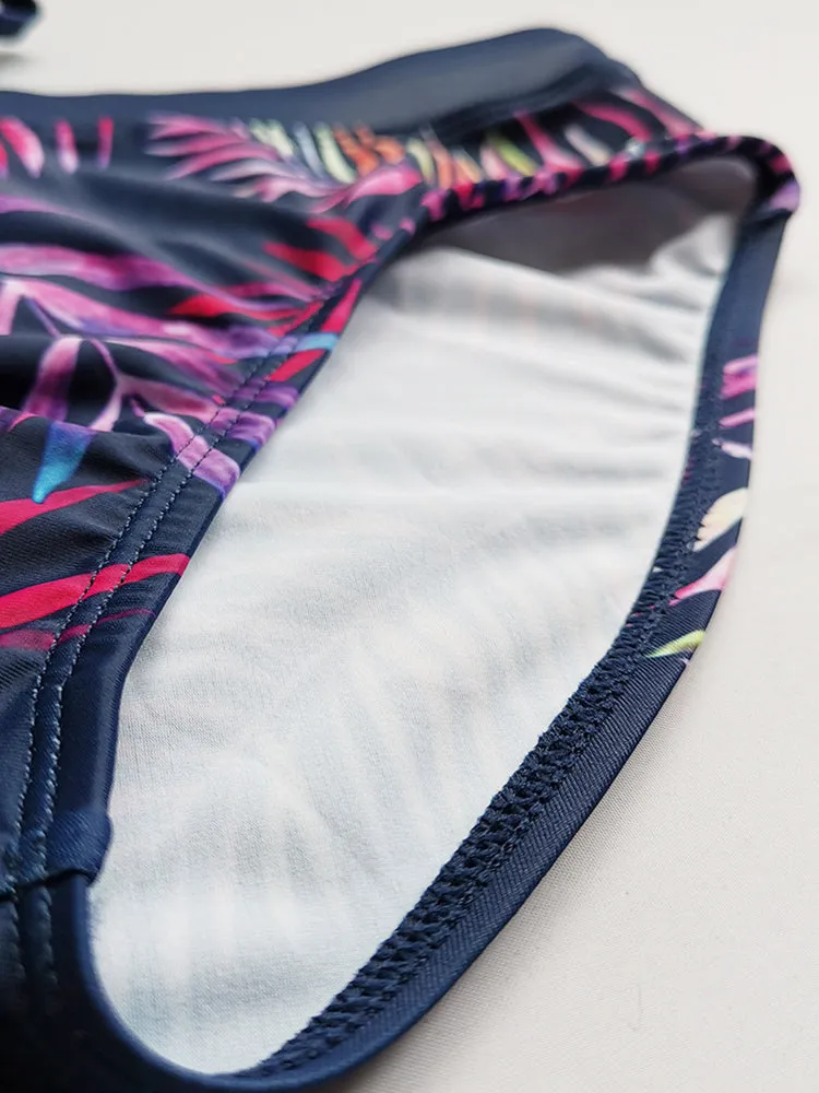 Gradient Leaf Print Men's Swimsuit Briefs