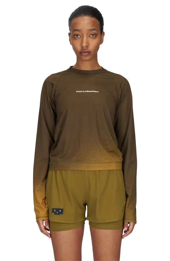 Gradient LS - Women's Long Sleeve Running T-shirt in Brown & Golden - UNNA