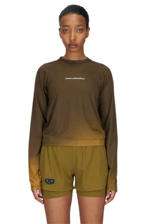 Gradient LS - Women's Long Sleeve Running T-shirt in Brown & Golden - UNNA